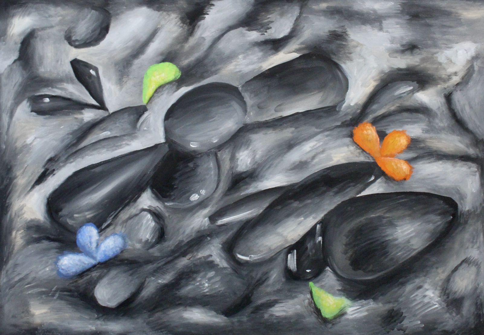 Monochrome forms with accents of color